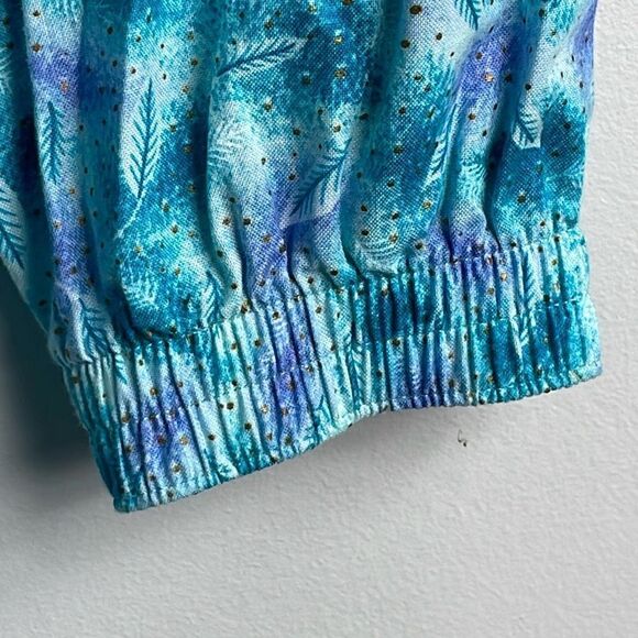 Cherokee cotton print two pocket button front cinch tie back scrub jacket coat M - Picture 5 of 12